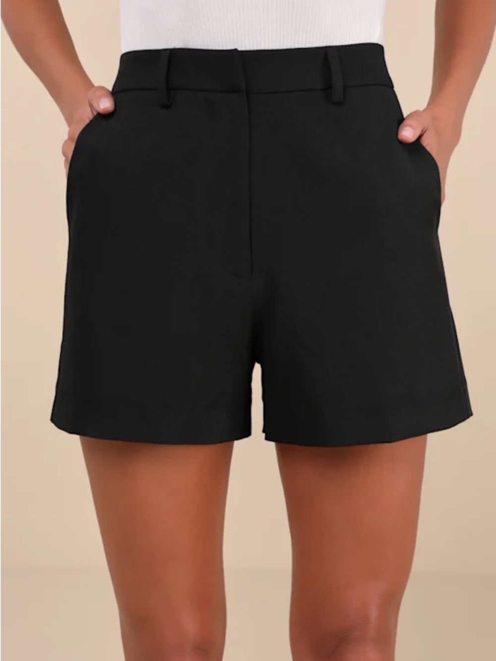 Lulus Playfully Sophisticated Black Twill High-rise Shorts - Size S